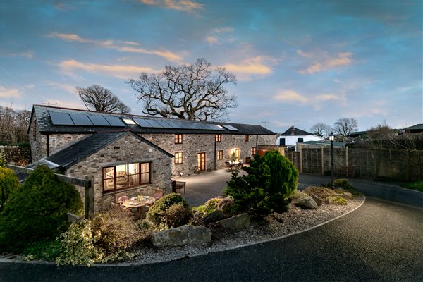 exterior dusk shot Hayloft